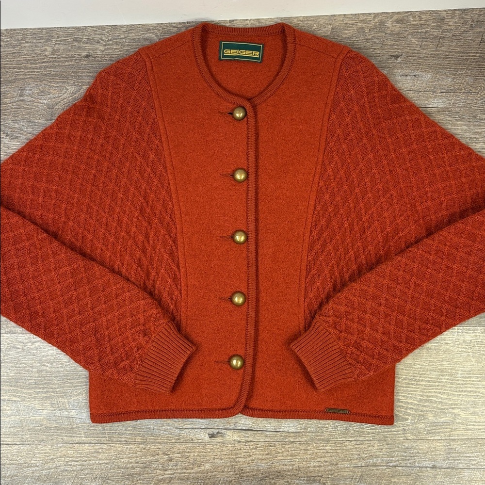 Geiger Pure Wool Button Front Cardigan – Made in Austria – Size Small